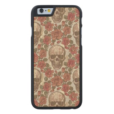 Skulls and Roses Carved® Maple iPhone 6 Slim Case