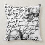 Skulls and script spell out "Liebesbrief" or Love Throw Pillows