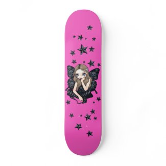 Skulls and Stars pink gothic fairy Skateboard skateboard