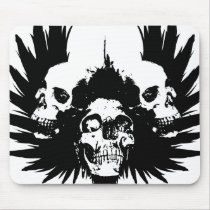 Skulls and Wing - Black mousepads