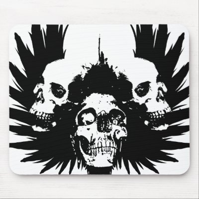 Skulls and Wing - Black Mouse Mats by visualnewbie