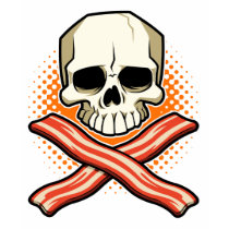 T das senhoras do logotipo de Skulls&Bacon camisetas