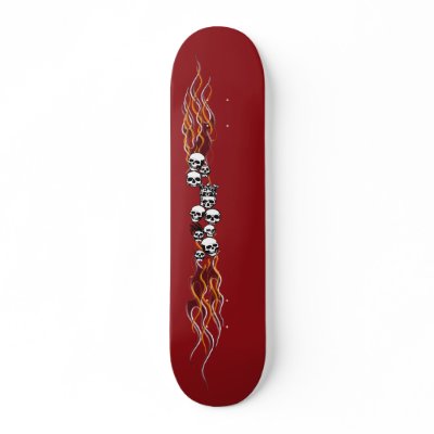 pics of skulls with flames. Cool, Skulls and Flames red graphic Skateboard. We also have mousepads, t-shirts, sweatshirts, hats and more. Designs with Attitude, tees on the Dark side.