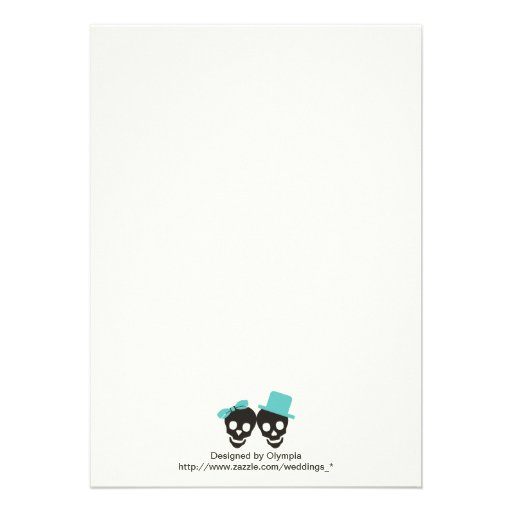 Skulls Halloween turquoise wedding invitation