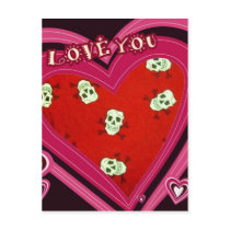 Skulls Heart Design postcards