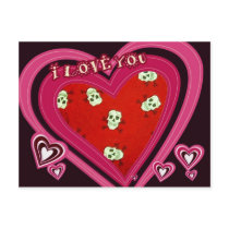 Skulls Heart Design postcards