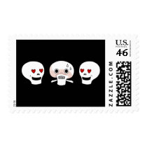 Skulls Love Mushroom Doodle Art Postage stamps