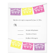 Skulls Mexican Papel Picado Wedding Banners RSVP Personalized Announcement