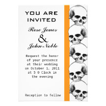 Skulls (Orange) Wedding Invitation