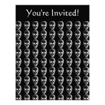 Skulls Pattern. Black and White. Personalized Invites