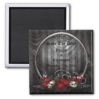 Skulls & Roses Gothic Save The Date Wedding Magnet zazzle_magnet
