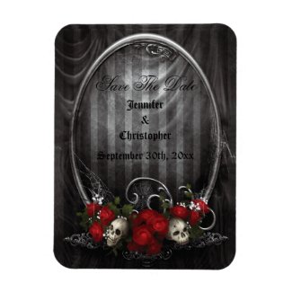 Skulls & Roses Gothic Save The Date Wedding Magnet fuji_fleximagnet