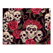 Skulls & Roses Postcard