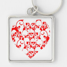 Skulls Skulls and Skulls Red Keychain