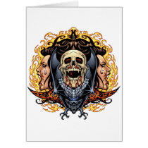 skull, skulls, vampire, vampires, bat, fire, blood, al rio, Card with custom graphic design