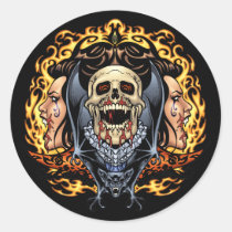 skull, skulls, vampire, vampires, bat, fire, blood, rio, Sticker with custom graphic design