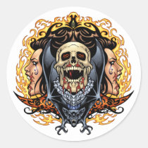 skull, skulls, vampire, vampires, bat, fire, blood, rio, Sticker with custom graphic design
