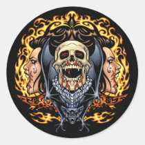 skull, skulls, vampire, vampires, bat, fire, blood, al rio, Sticker with custom graphic design