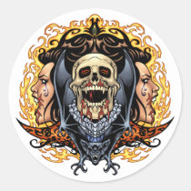 skull, skulls, vampire, vampires, bat, fire, blood, al rio, Sticker with custom graphic design