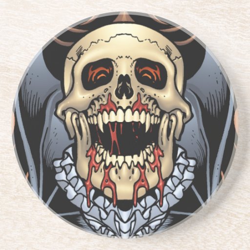 Skulls, Vampires and Bats Gothic Design by Al Rio Drink Coasters