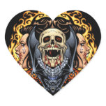 Skulls, Vampires and Bats Gothic Design by Al Rio Heart Sticker