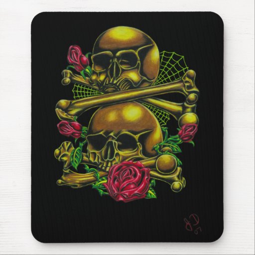 Skulls, Webs, and Roses Mousepad