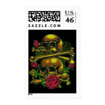 Skulls, Webs, and Roses Postage Stamp