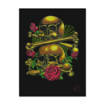 Skulls, Webs, and Roses Postcard by JesseDeering Skulls, Webs, and Roses Postcard
