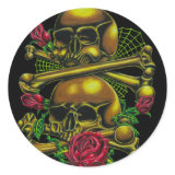 Skulls, Webs, and Roses Sticker sticker