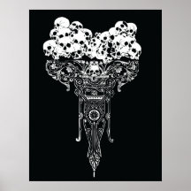 Skulls with ornate swirls graphic poster print