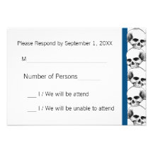 Skulls with Stripe(Blue) RSVP Card Personalized Announcement