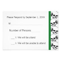 Skulls with Stripe(Green) RSVP Card Invitation