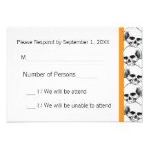 Skulls with Stripe(Orange) RSVP Card Personalized Invitations