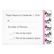 Skulls with Stripe(Pink) RSVP Card Custom Announcement