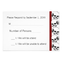 Skulls with Stripe(Red) RSVP Card Personalized Invites