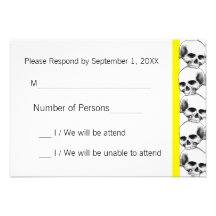 Skulls with Stripe(Yellow) RSVP Card Custom Invite