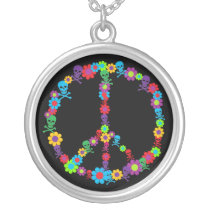 Skully Flower Power Peace Pendants