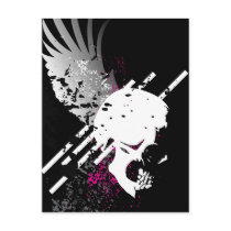skullz. down winged. postcards by asyrum skullz. down winged. postcards