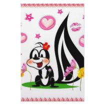 skunk and hearts stationery