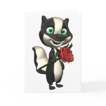 Skunk and Red Rose Greeting Card