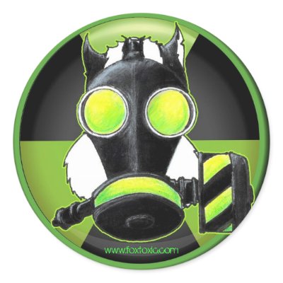 Skunk wearing Gasmask. Sticker by foxtoxic