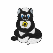 Skunk with flower embroidered shirts