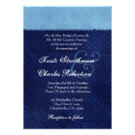 Sky Blue and Midnight Damask Wedding Invitation