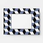 Sky Blue Black & White 3D Cubes Pattern envelopes