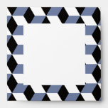 Sky Blue Black & White 3D Cubes Pattern envelopes