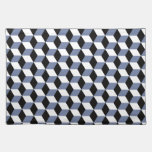 Sky Blue Black & White 3D Cubes Pattern placemats