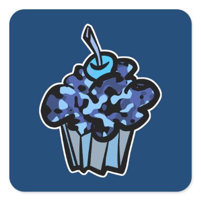 sky blue camouflage cupcake stickers Zazzle_sticker