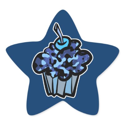 sky blue camouflage cupcake star stickers Zazzle_sticker