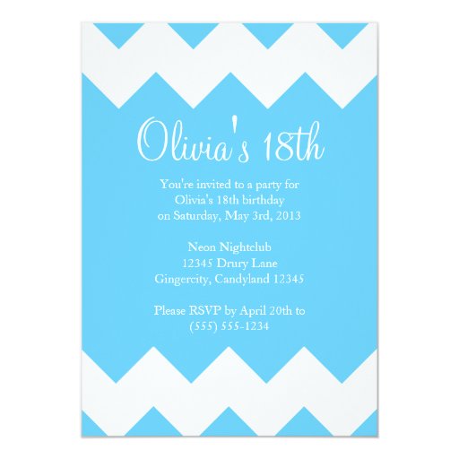 Sky Blue Chevron Birthday Invitation | Zazzle