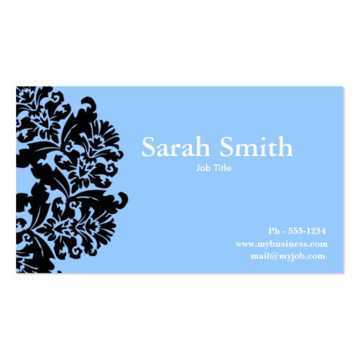 Sky blue damask business card
